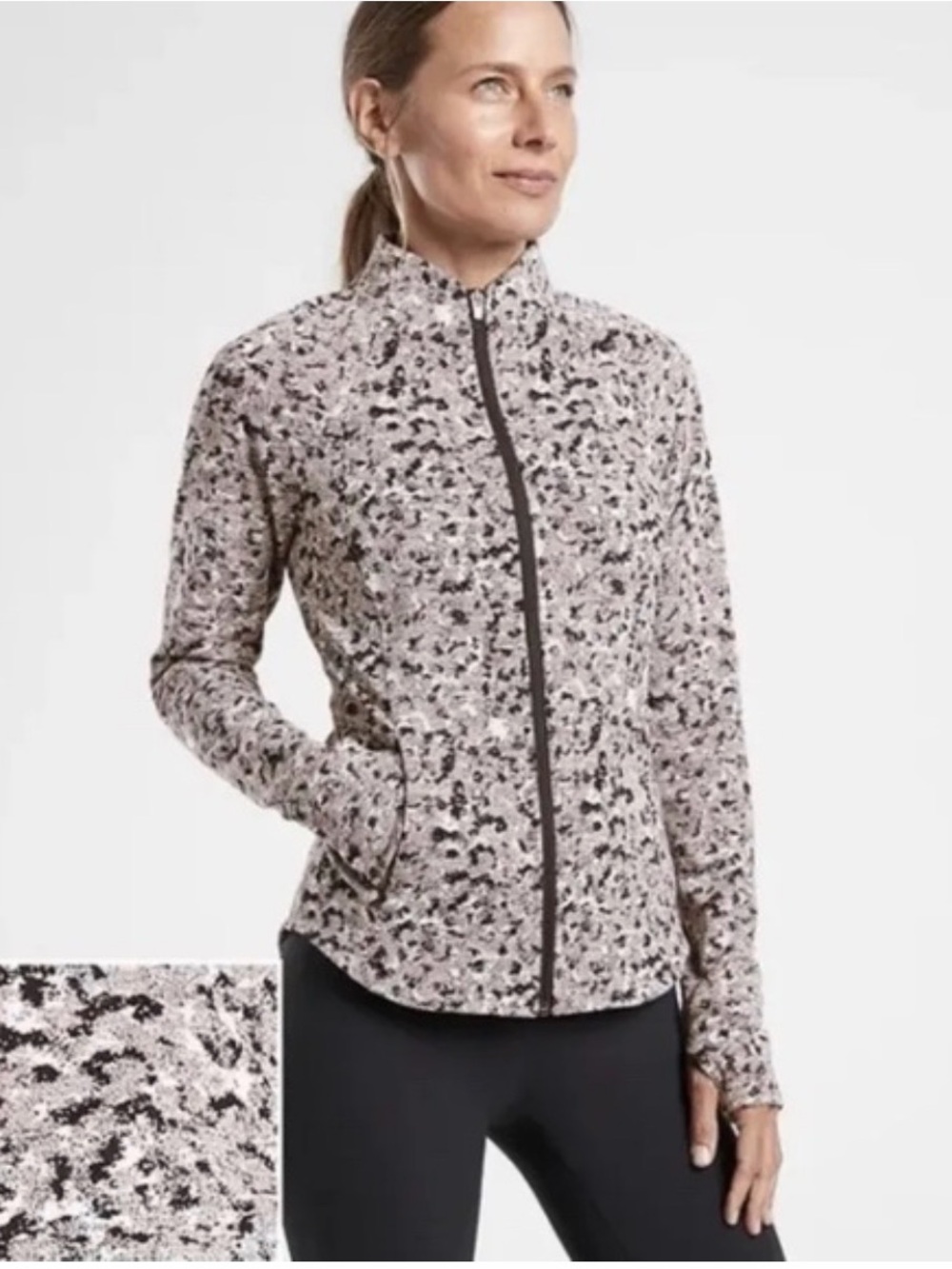 Athleta Salutation Full-Zip Textured Jacket Athletic in Moonflower Size Small